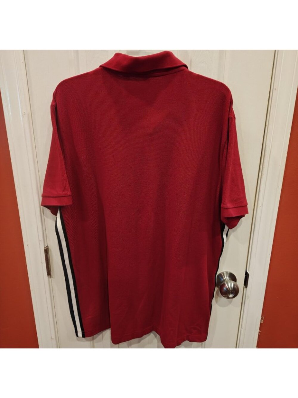 Lacoste Polo Shirt Mens 2XL Red Regular Fit Cotton Side Stripe Croc Logo Pique - Picture 3 of 12